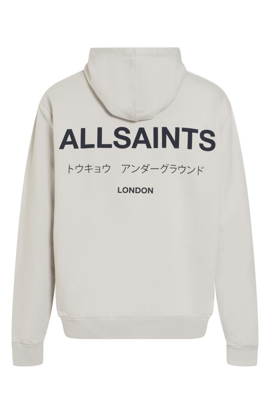 Shop Allsaints Underground Logo Hoodie Sweatshirt In Stone Taupe