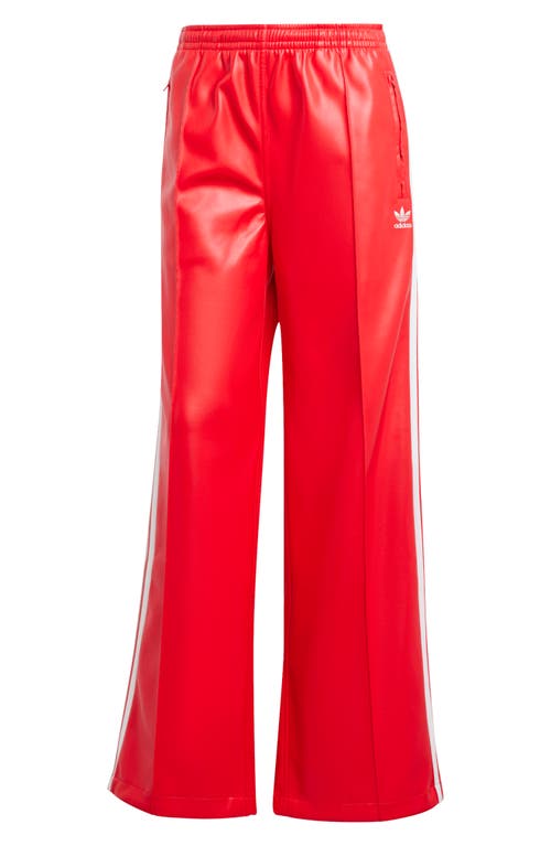 Shop Adidas Originals Adidas Firebird Faux Leather Track Pants In Better Scarlet