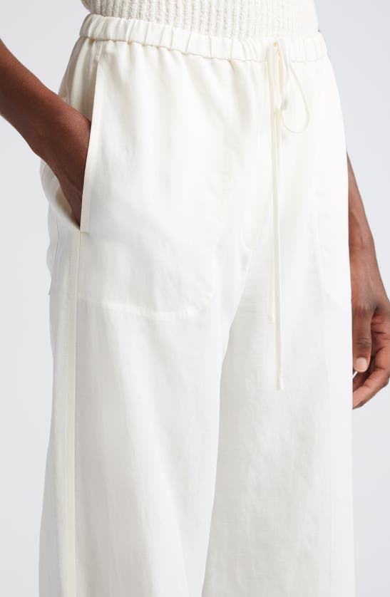 Shop Totême Toteme Fluid Drawstring Waist Pants In Off White
