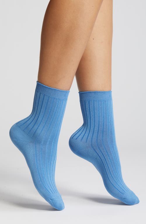 Her Socks in Electric Blue