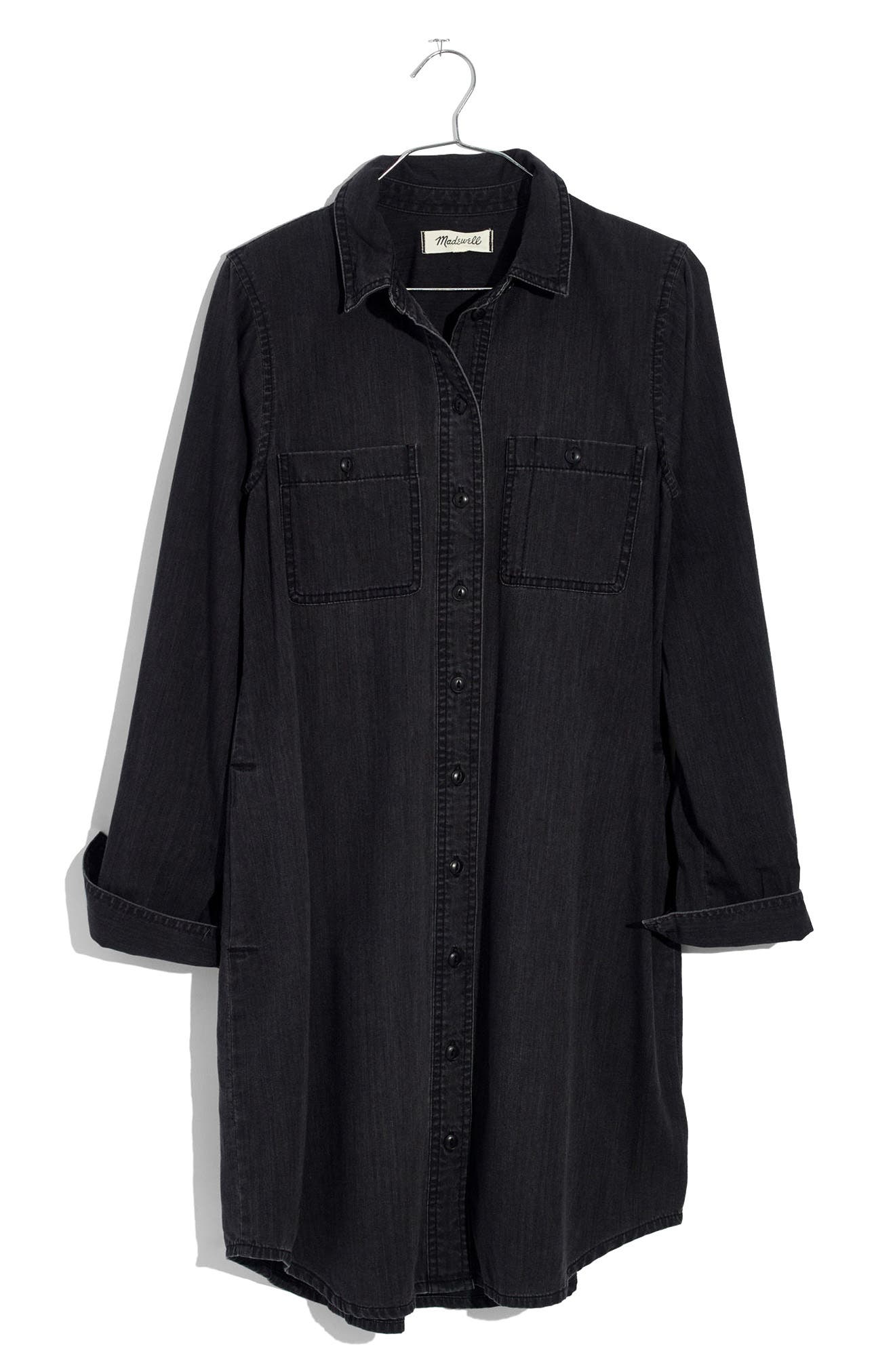 madewell black denim shirtdress