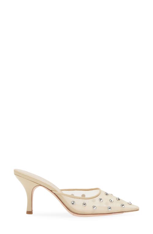 Shop Loeffler Randall Paloma Embellished Pointed Toe Mule In Cream/clear