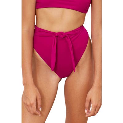 Mara Hoffman Goldie High Waist Bikini Bottoms, Pink