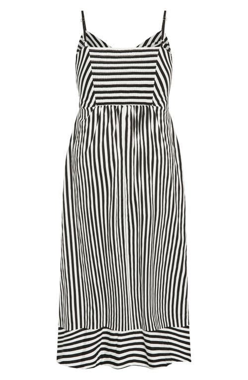 Shop City Chic Zaya Stripe Sleeveless Midi Dress In Black Stripe