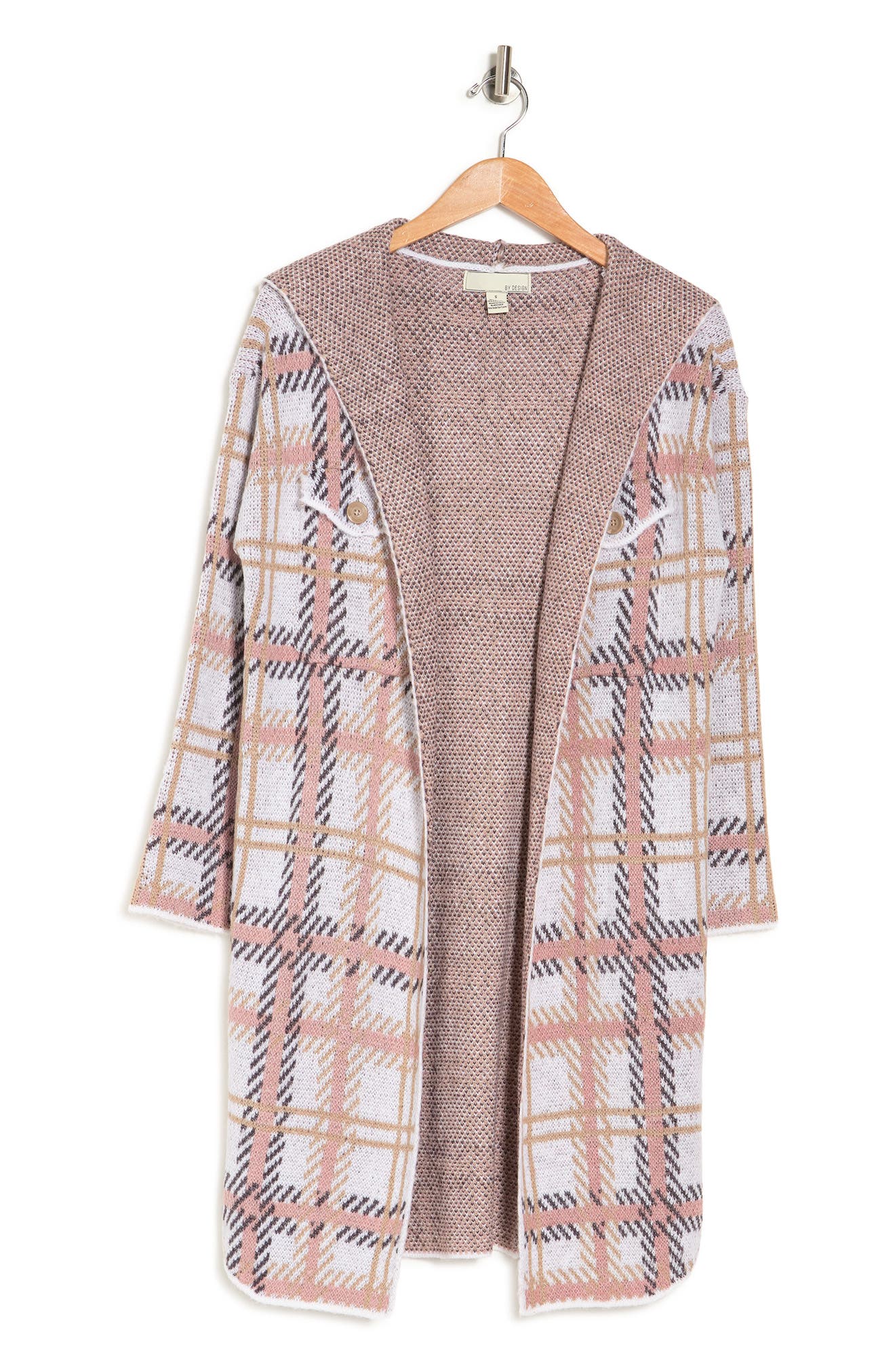 By Design Plaid Hooded Sweater Jacket In Scarlett Ivory