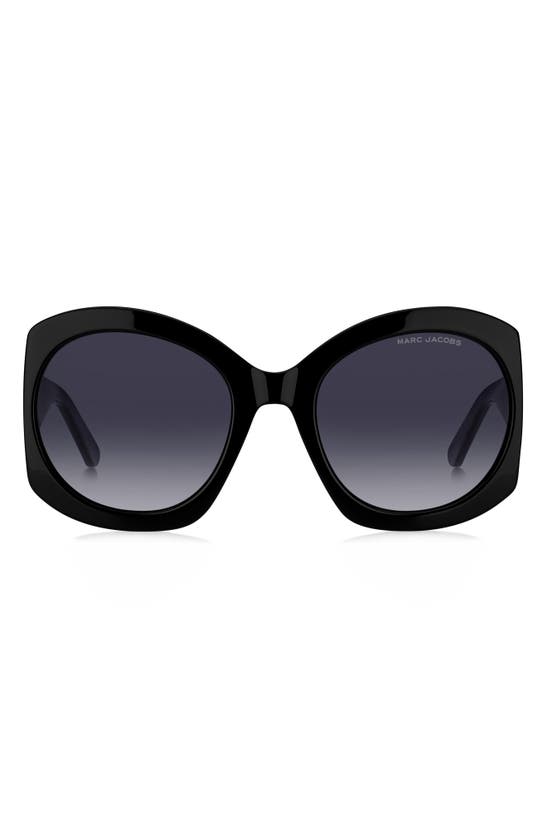 Marc Jacobs 56mm Gradient Rectangular Sunglasses In Black