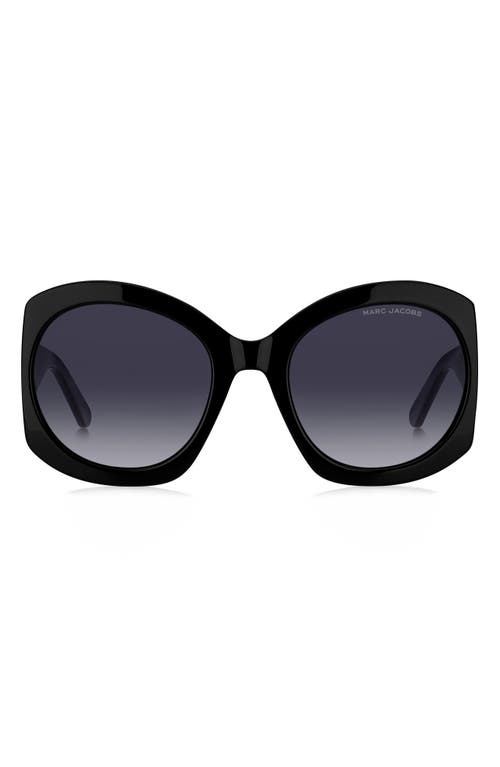 Shop Marc Jacobs 56mm Gradient Rectangular Sunglasses In Black Gold/grey Shaded