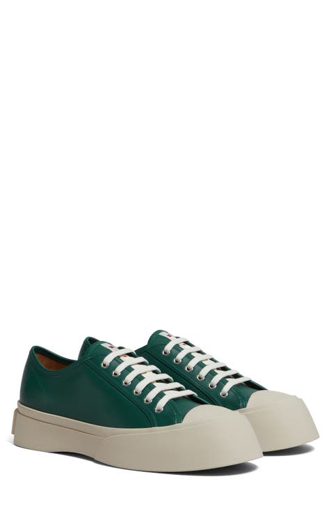 Green Cracked Marble Men's Low Top Shoes