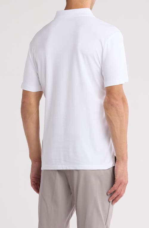 Calvin Klein Short Sleeve Liquid Zip Polo In Brilliant White