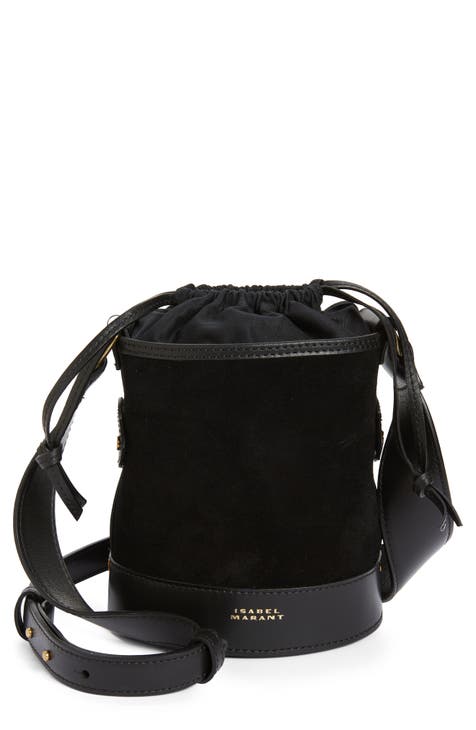 Black Samara leather-trim suede bucket bag, Isabel Marant