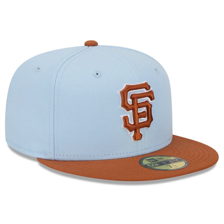 Shop New Era Light Blue/brown San Francisco Giants Spring Color Basic Two-tone 59fifty Fitted Hat