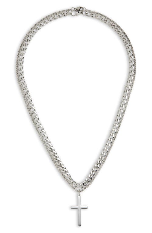 Shop Nordstrom Rack 2-pack Assorted Chain & Cross Pendant Necklaces In Rhodium
