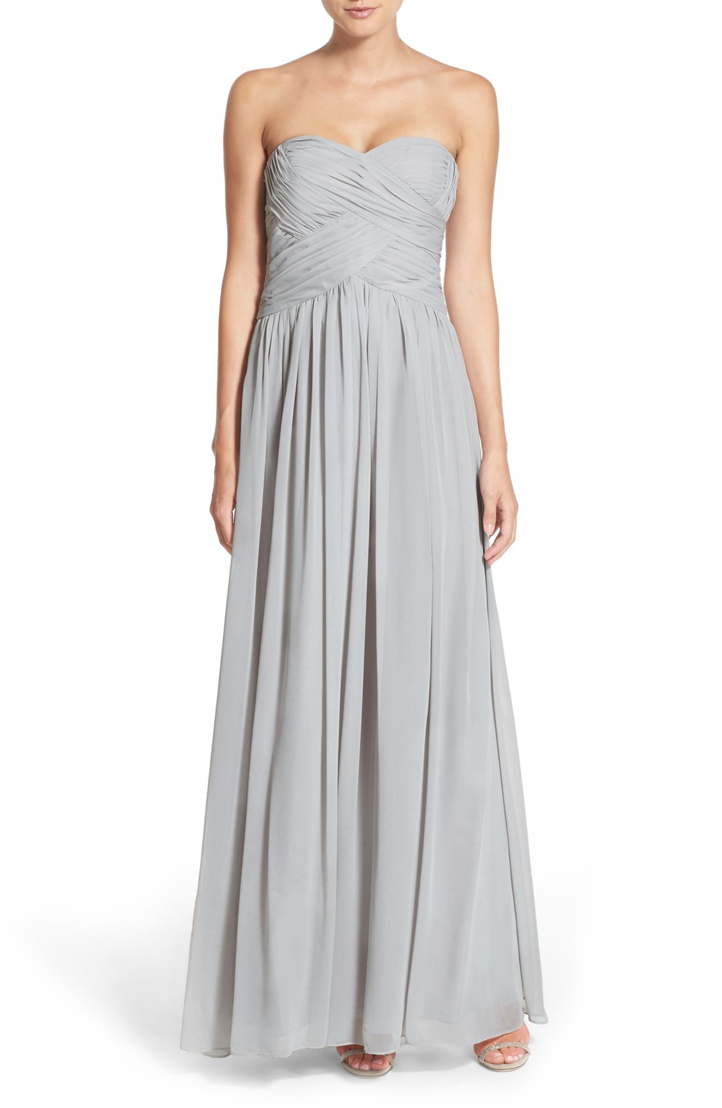 JS Boutique Strapless Ruched Chiffon Gown | Nordstrom