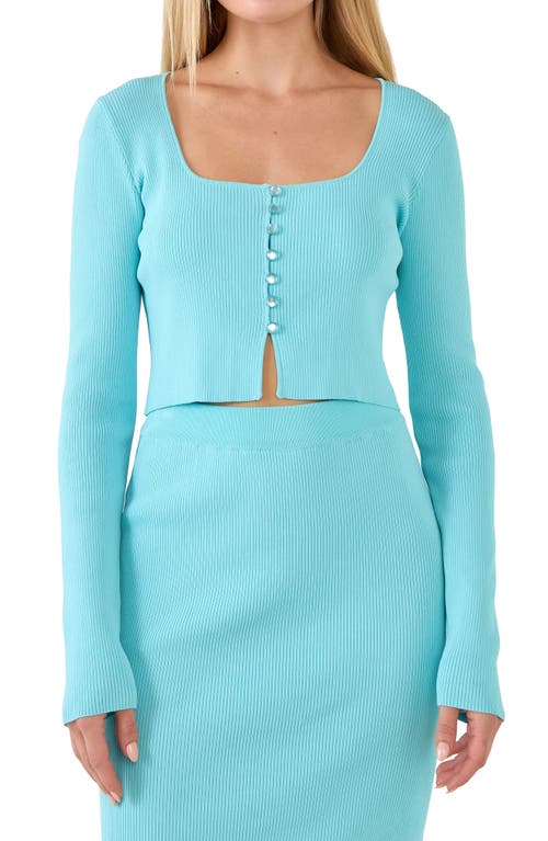 Endless Rose Rib Crop Cardigan in Aqua at Nordstrom, Size X-Small