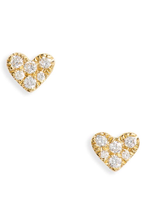 Bony Levy Simple Obession Pavé Diamond Heart Stud Earrings in 18K Yellow Gold at Nordstrom