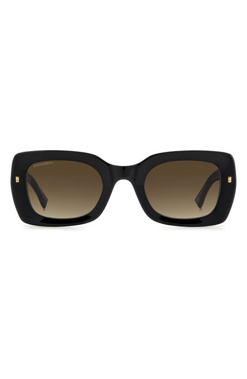 51mm Rectangular Sunglasses in Black /Brown Gradient