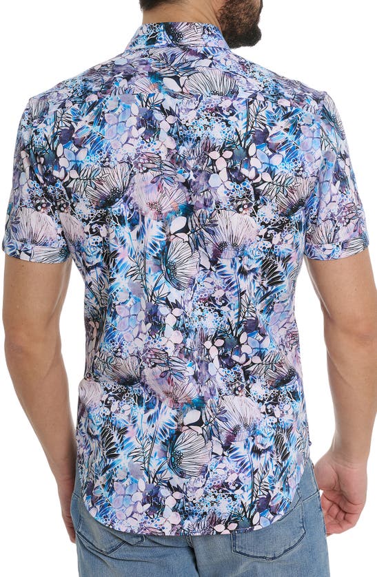 Shop Robert Graham Sea Colored Floral Print Short Sleeve Shirt In Blue Multi