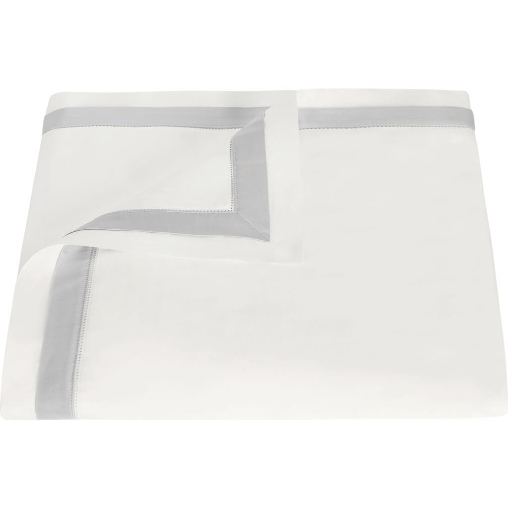 Matouk Ambrose 600 Thread Count Cotton Sateen Duvet Cover In Bone/silver