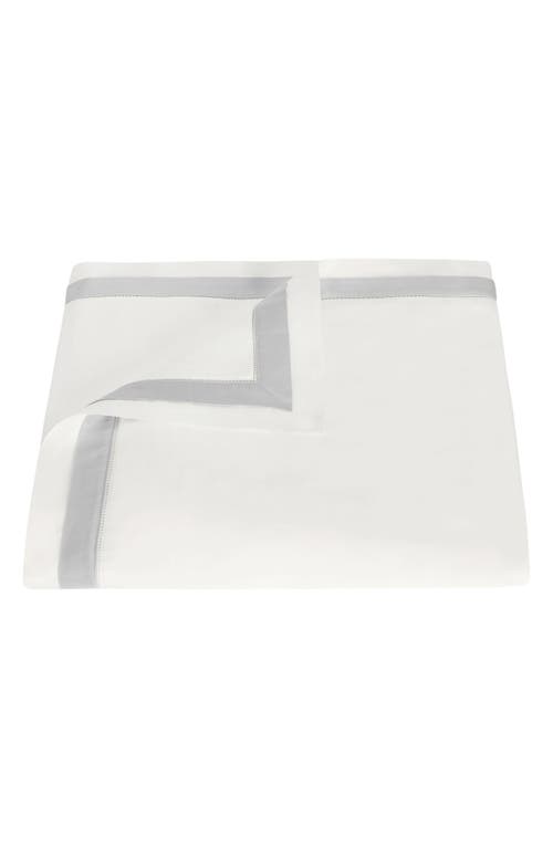 Matouk Ambrose 600 Thread Count Cotton Sateen Duvet Cover in Bone/Silver at Nordstrom, Size King