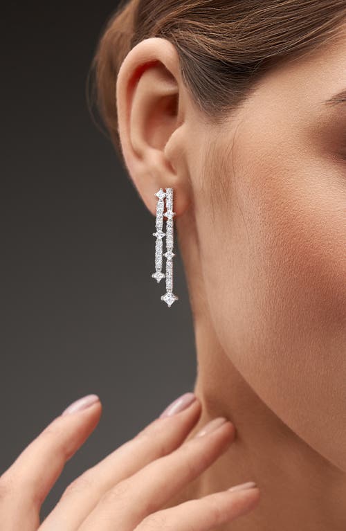Delmar Lab-created White Sapphire Double Row Drop Earrings In White