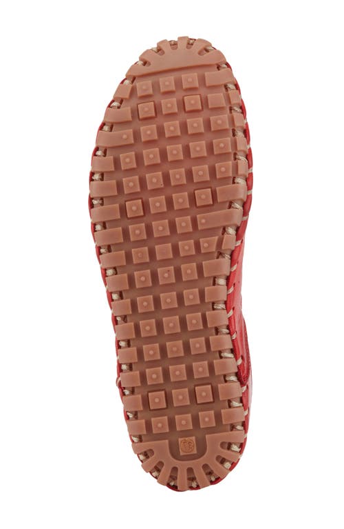 Spring Step Moonwalk Perforated Leather Shoe In Red