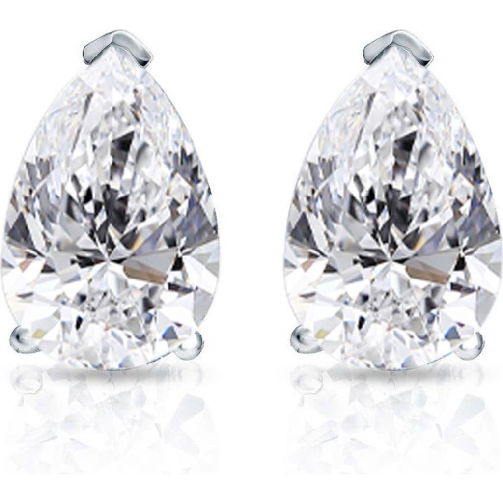 Bliss Diamond 2 Ct Lab Grown Pear Shape Diamond Studs 14k White Gold Earrings In 14k White Gold