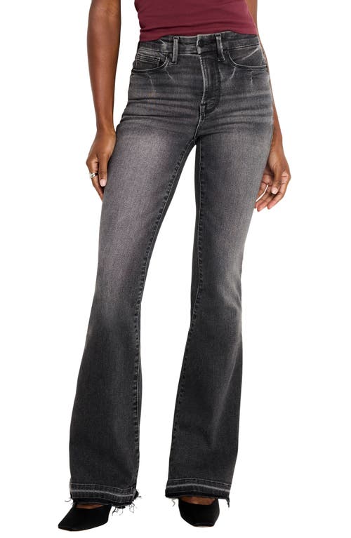 Shop Good American Good Releasr Hem Flare Jeans In Black338