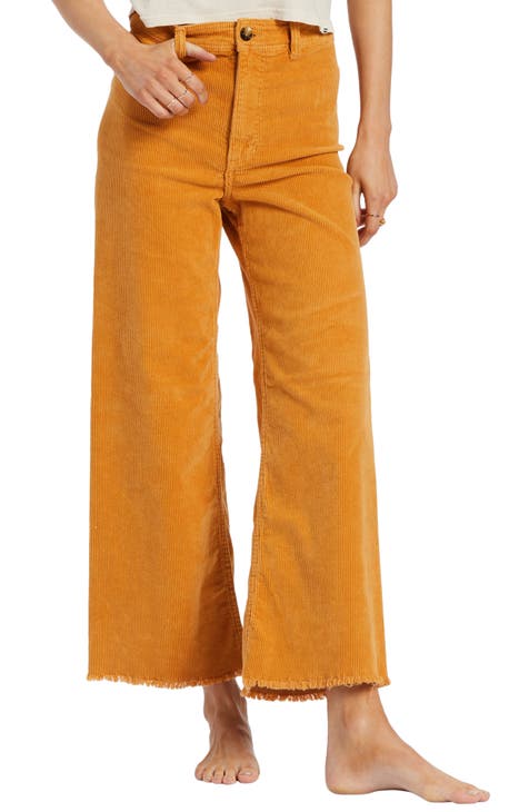 Womens Corduroy Pants Solid Color High Waist Stretchy Elastic