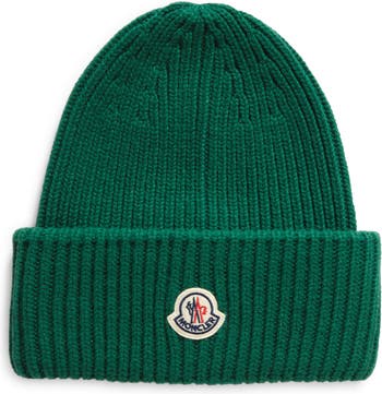 Moncler Bell Logo Patch Virgin Wool & Cashmere Beanie | Nordstrom