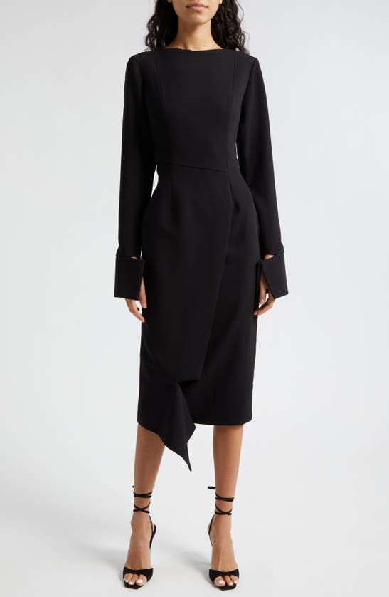Shop Israella Kobla Dumas Long Sleeve Midi Dress In Black