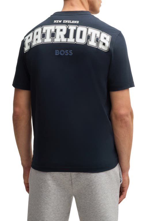 Shop Hugo Boss Boss X Nfl Stretch Cotton Graphic T-shirt In New England Patriots - Blue