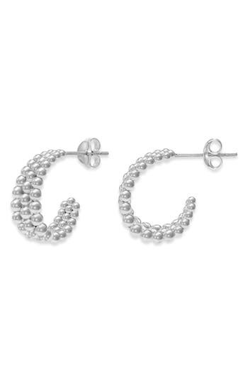 Samuel B. Silver Beaded Hoops In Silver