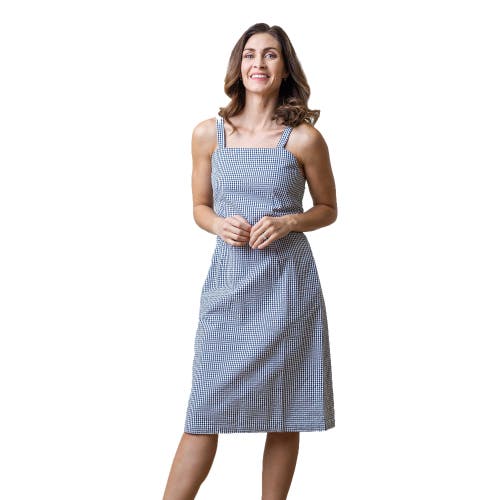 Shop Hope & Henry Organic Seersucker Sheath Dress In Navy Gingham Seersucker