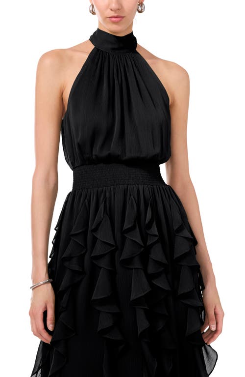 Shop 1.state Cascade Ruffle Chiffon Maxi Dress In Rich Black