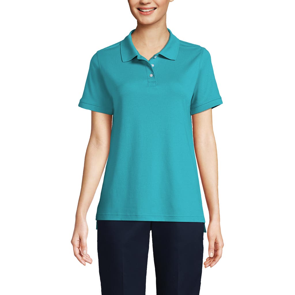 Lands' End School Uniform Short Sleeve Interlock Polo Shirt In Teal Breeze