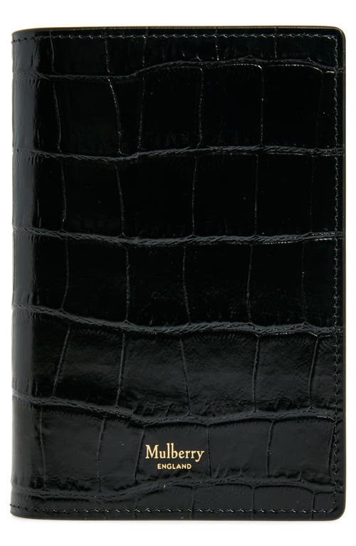 Mulberry Croc Embossed Leather Passport Wallet In Black