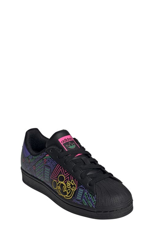 adidas x Disney Kids' Embroidered Mickey Superstar Sneaker Black/White/Yellow at Nordstrom, M