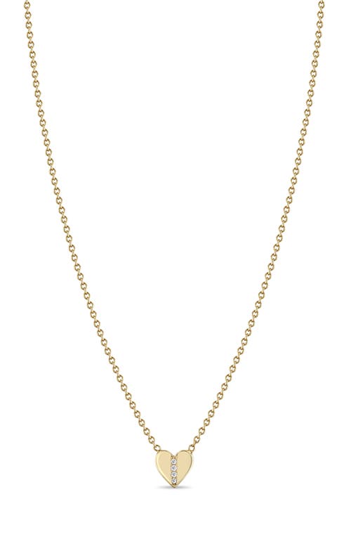 Zoë Chicco Midi Bitty Diamond Heart Necklace In Yellow Gold