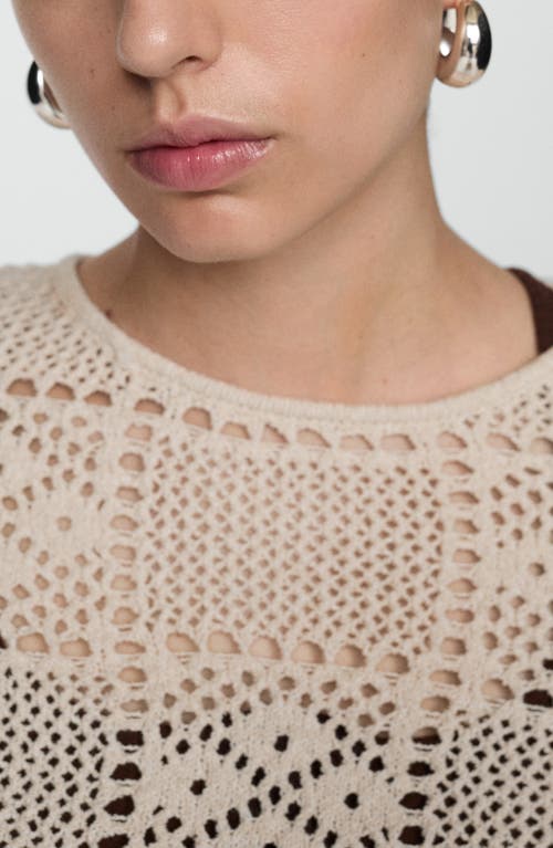 Shop Mango Cedar Open Stitch Sweater In Pastel Brown