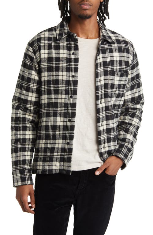 Officine Générale Harring Plaid Cotton Shirt Jacket Black/Ecru at Nordstrom,