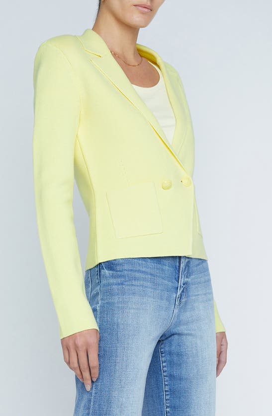 Shop L Agence L'agence Sofia Cotton Blend Cardigan Blazer In Yellow Sorbet