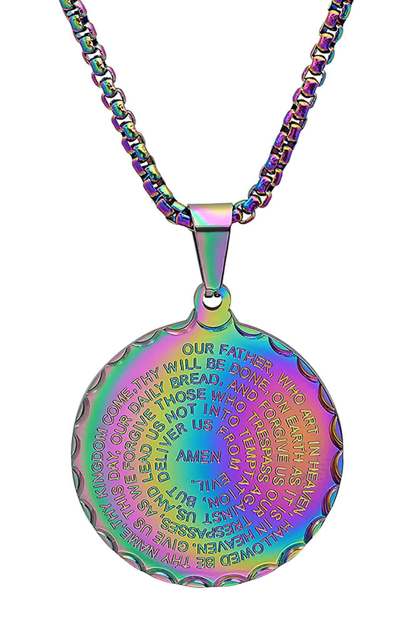 Hmy Jewelry The Lord's Prayer Medallion Necklace In Open Miscellaneous