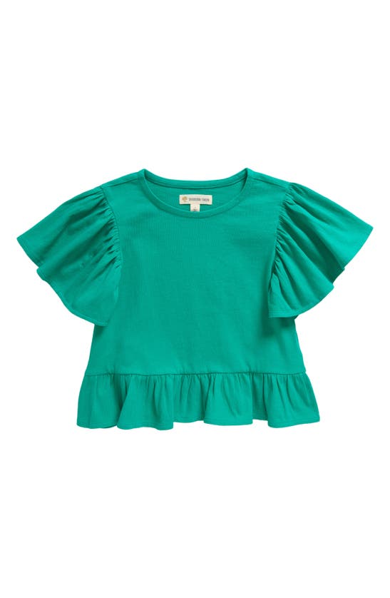 Shop Tucker + Tate Kids' Ruffle Flutter Sleeve T-shirt In Green Depth