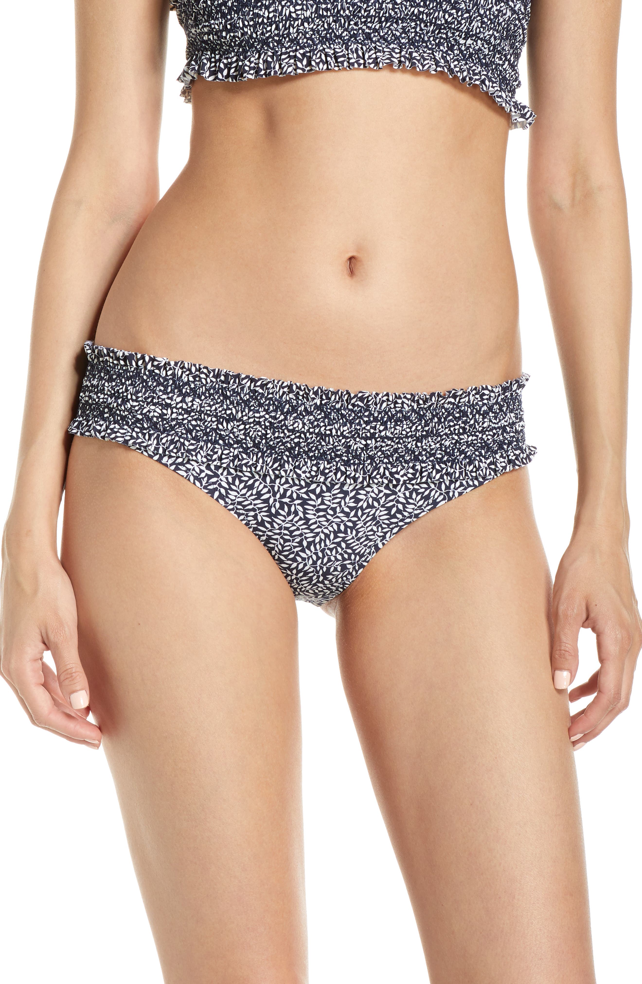 Tory Burch Costa Smocked Bikini Bottoms