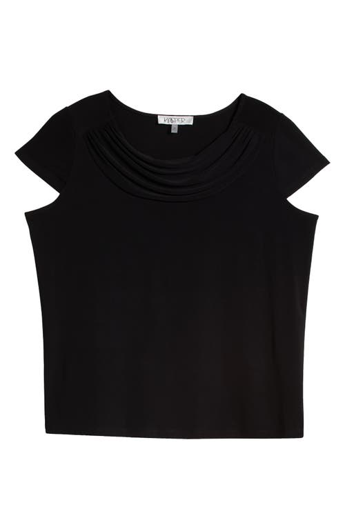 Kasper Cowl Neck Cap Sleeve T-shirt In Black