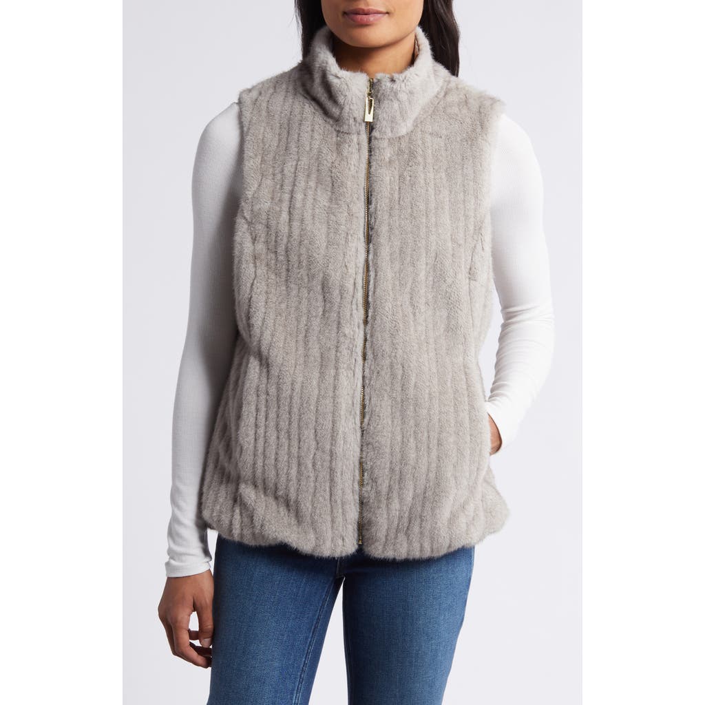Via Spiga Reversible Faux Fur Vest In Light Grey