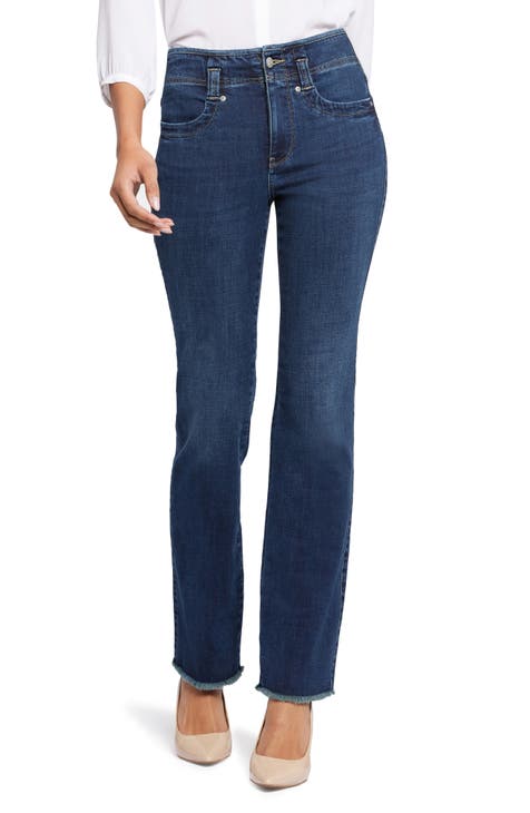 NYDJ Marilyn Mid Rise Straight Leg Coated Denim 5-Pocket Jeans