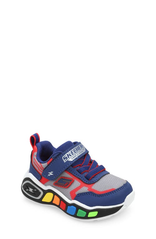 Skechers Kids' Play Scene Light Up Machine Washable Sneaker In Navy/red