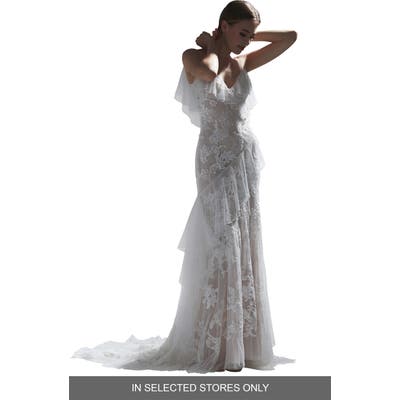 Watters Nephele Beaded Lace & Net Wedding Dress, Size IN STORE ONLY - Ivory