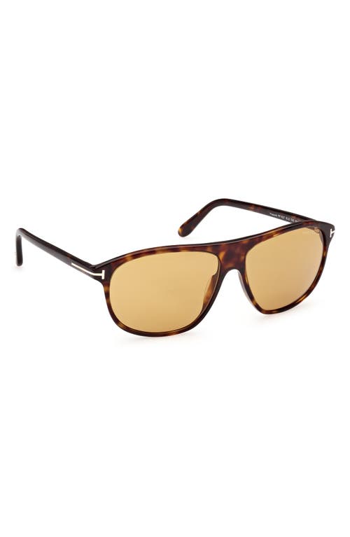 Tom Ford Eyewear Squared Frame Sunglasses In Shiny Dark Havana/amber